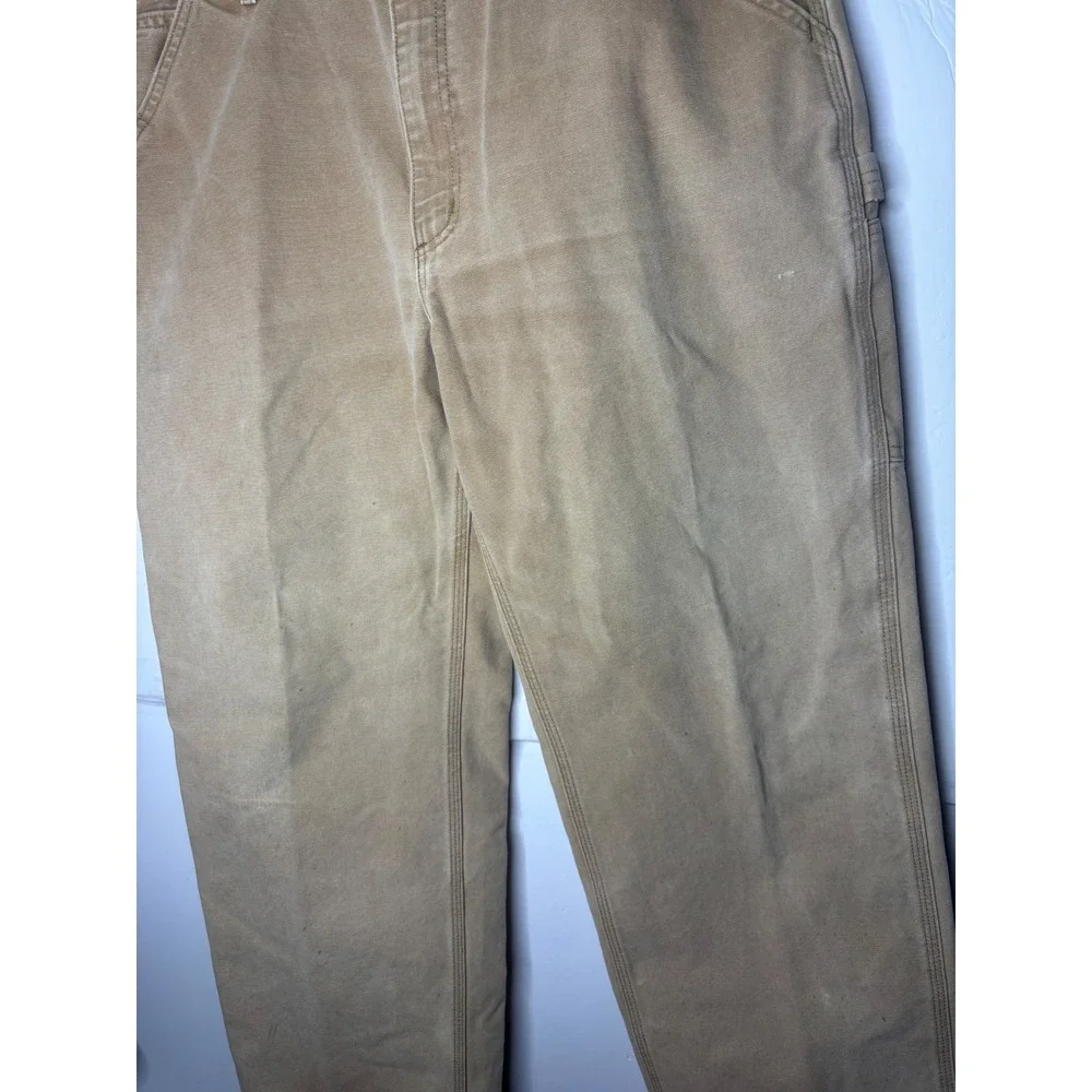 Carhartt B11 BRN Mens 38x34 Tan Duck Canvas‎ Carpenter Work Pants USA Union